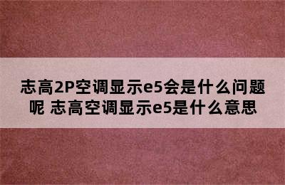 志高2P空调显示e5会是什么问题呢 志高空调显示e5是什么意思